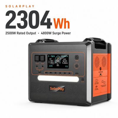 2304Wh 2500W LiFePO4 बैटरी जनरेटर आर.वी. यात्रा आपातकालीन ब्लैकआउट के लिए यूपीएस 97% एमपीपीटी के साथ सौर ऊर्जा भंडारण प्रणाली